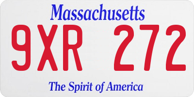 MA license plate 9XR272