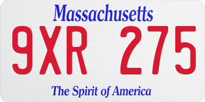 MA license plate 9XR275