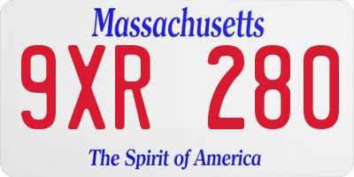 MA license plate 9XR280
