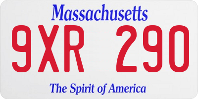 MA license plate 9XR290