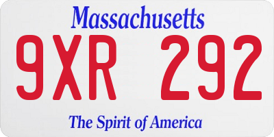MA license plate 9XR292
