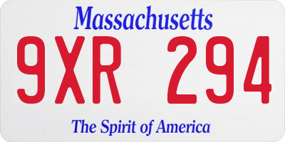 MA license plate 9XR294