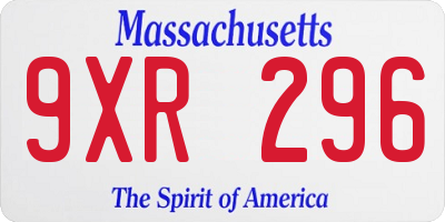 MA license plate 9XR296