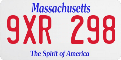 MA license plate 9XR298