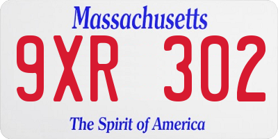 MA license plate 9XR302