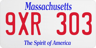 MA license plate 9XR303
