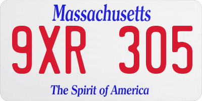 MA license plate 9XR305