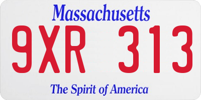 MA license plate 9XR313