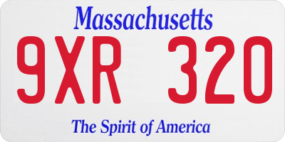 MA license plate 9XR320