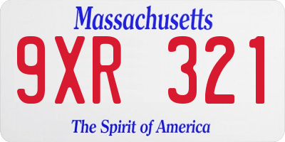 MA license plate 9XR321