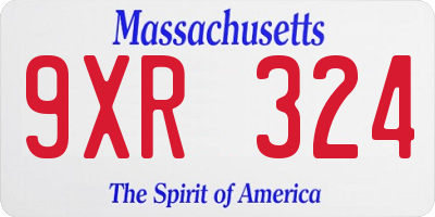 MA license plate 9XR324
