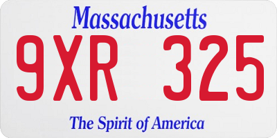 MA license plate 9XR325