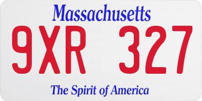 MA license plate 9XR327
