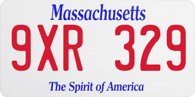 MA license plate 9XR329