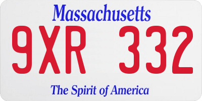 MA license plate 9XR332