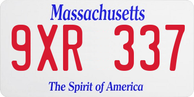 MA license plate 9XR337