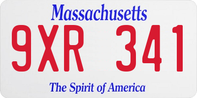 MA license plate 9XR341
