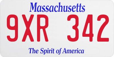 MA license plate 9XR342