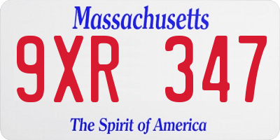 MA license plate 9XR347