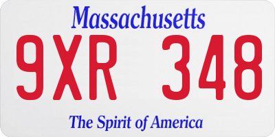 MA license plate 9XR348