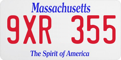 MA license plate 9XR355