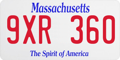 MA license plate 9XR360