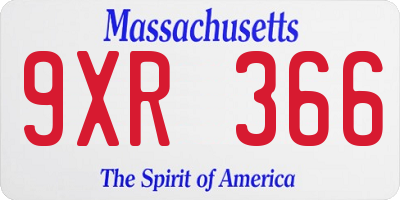 MA license plate 9XR366