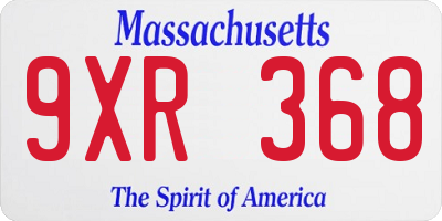 MA license plate 9XR368