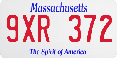 MA license plate 9XR372
