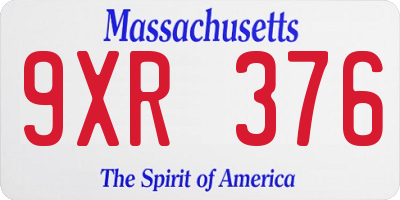 MA license plate 9XR376
