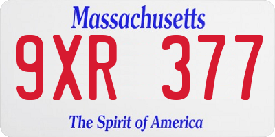MA license plate 9XR377