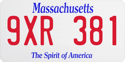 MA license plate 9XR381