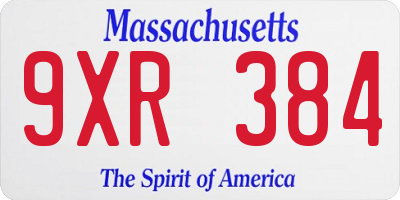 MA license plate 9XR384