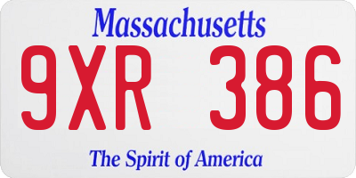 MA license plate 9XR386