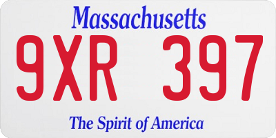 MA license plate 9XR397