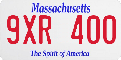 MA license plate 9XR400
