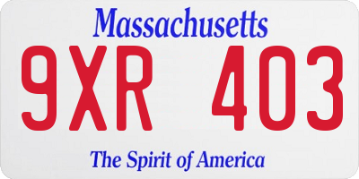 MA license plate 9XR403