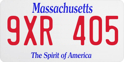 MA license plate 9XR405