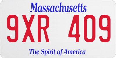 MA license plate 9XR409