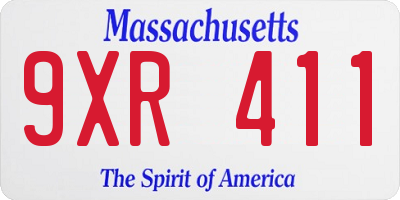 MA license plate 9XR411