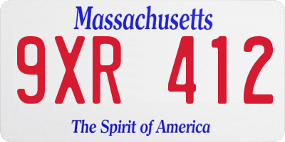 MA license plate 9XR412