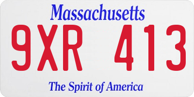 MA license plate 9XR413