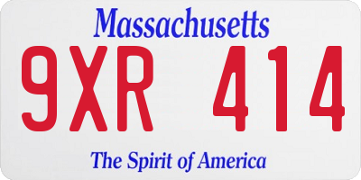 MA license plate 9XR414