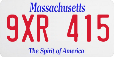 MA license plate 9XR415