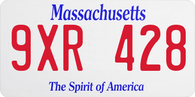 MA license plate 9XR428