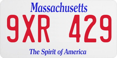 MA license plate 9XR429