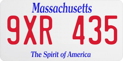 MA license plate 9XR435