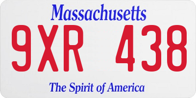 MA license plate 9XR438