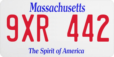 MA license plate 9XR442