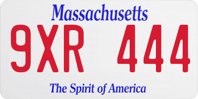 MA license plate 9XR444
